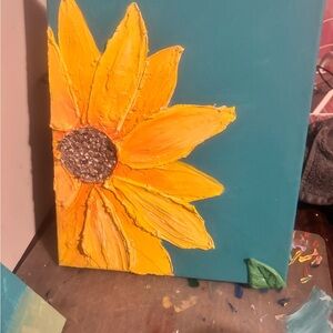 Sunflower Textured Canvas Wall Art - Yellow